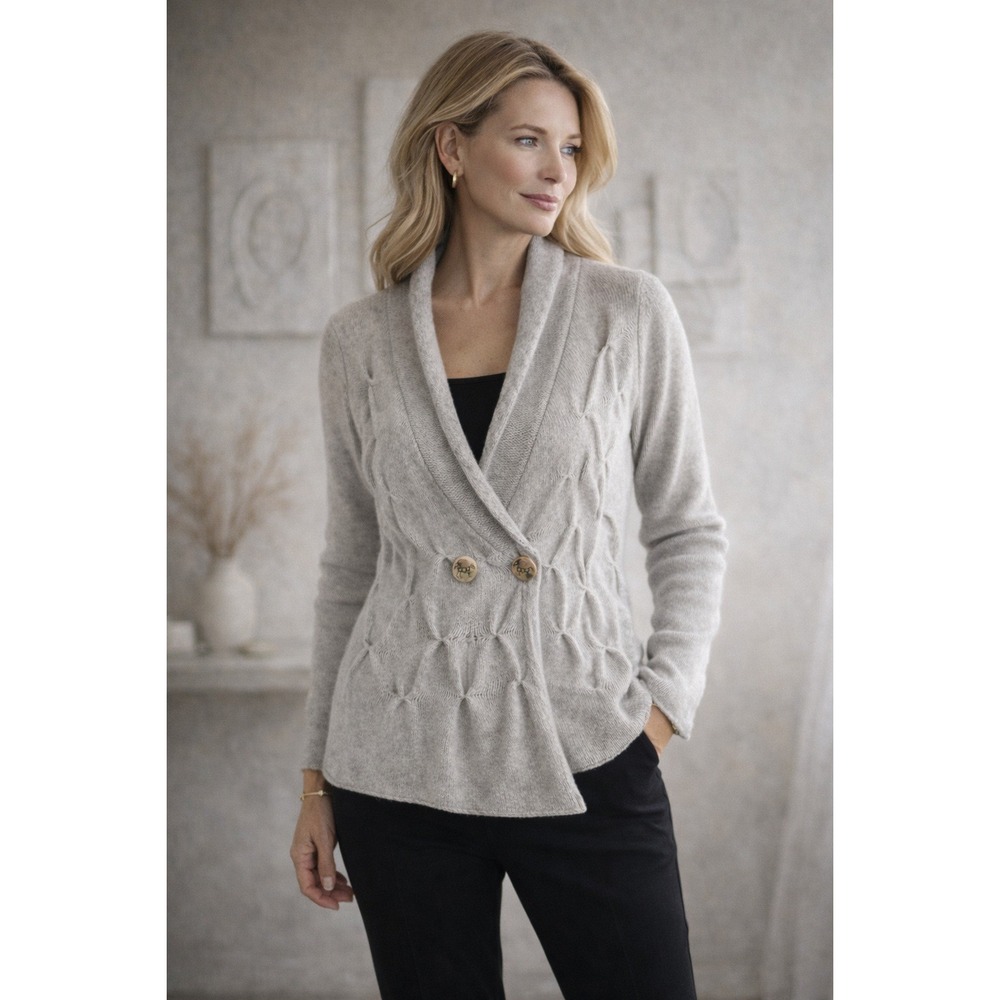 Leifsdottir Anthropologie Smocked Cardigan Sweater Preppy Academik Equestrian S